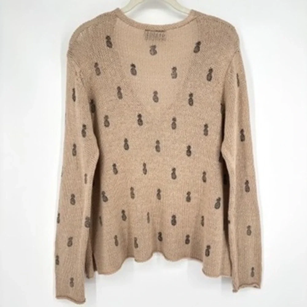 Wooden‎ Ships Pullover Sweater Open Knit Pineapple Lightweight Tan Cotton M/L